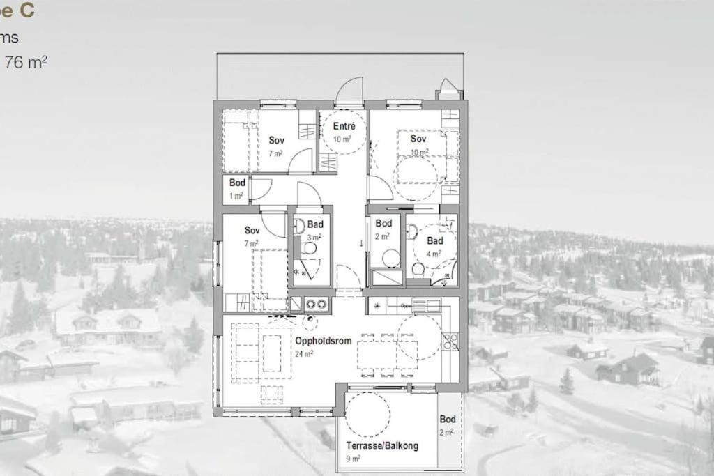 Leilighet Med Panoramautsikt Sjusjoen Innendors Parkering Екстериор снимка